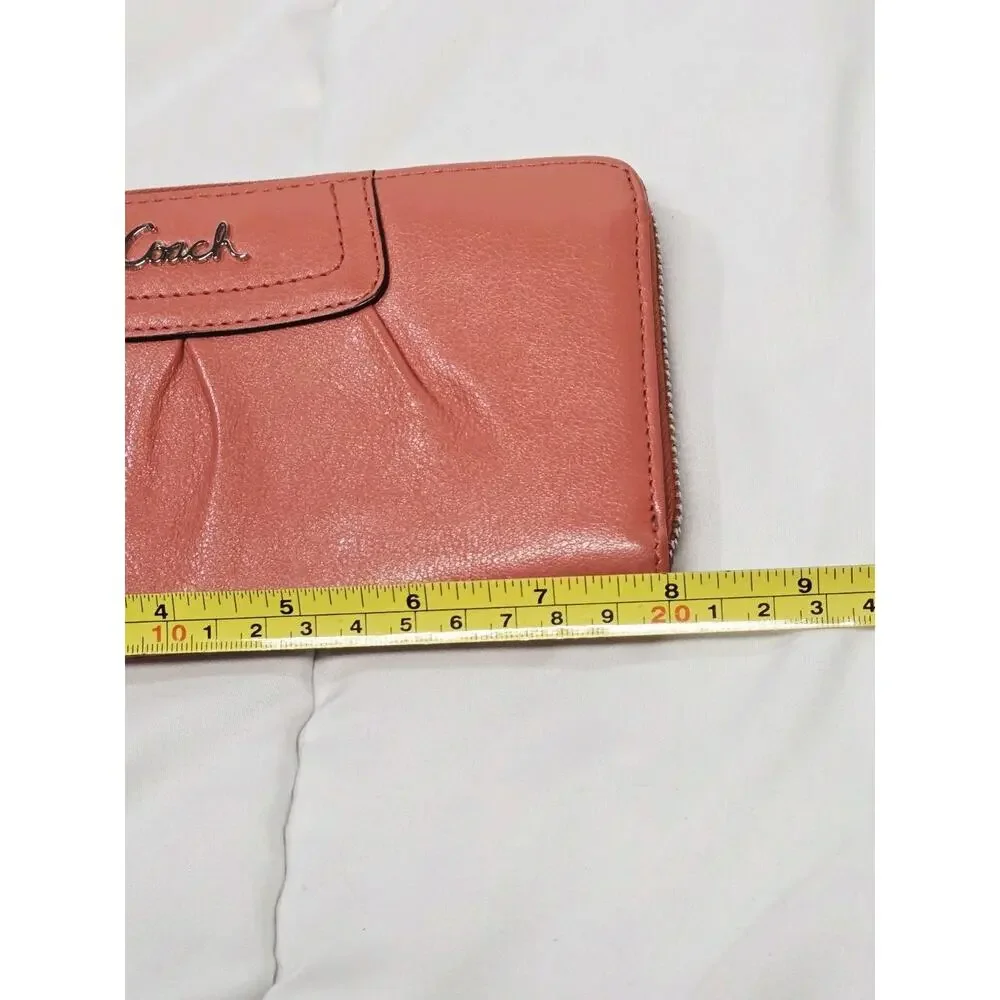 Coach ASHLEY LEATHER ZIP AROUND Tearose/Brass F48102 Below $248 Ret Y2K 2000s